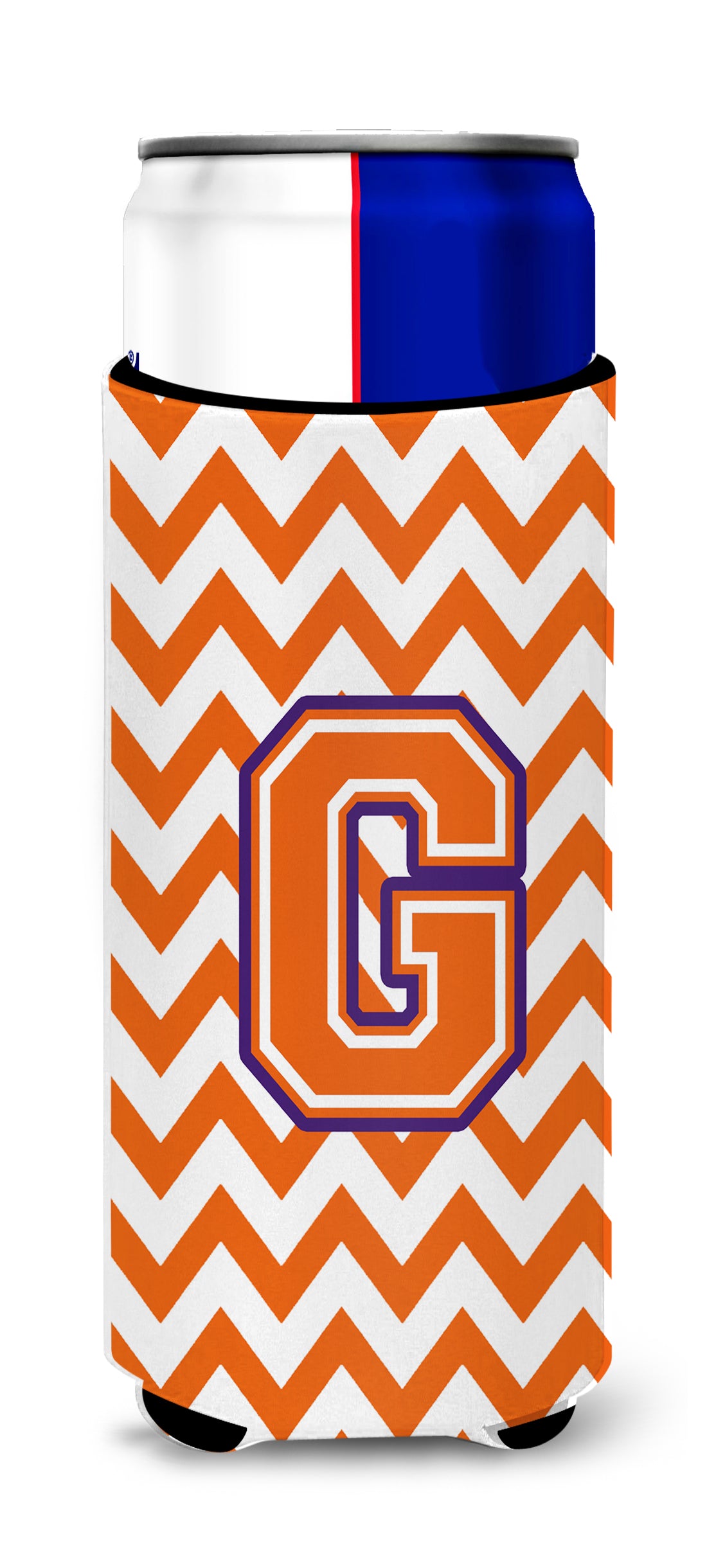 Letter G Chevron Orange and Regalia Ultra Beverage Insulators for slim cans CJ1062-GMUK.