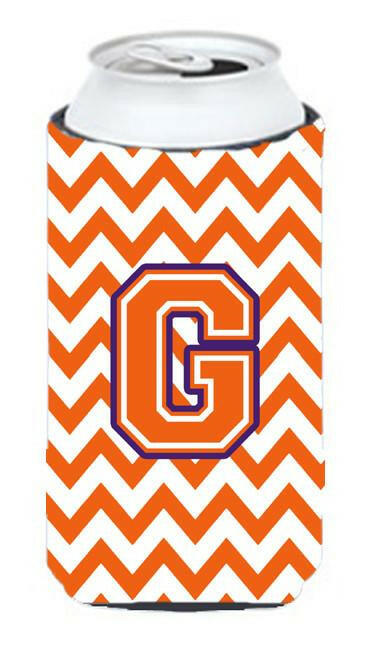 Letter G Chevron Orange and Regalia Tall Boy Beverage Insulator Hugger CJ1062-GTBC by Caroline&#39;s Treasures