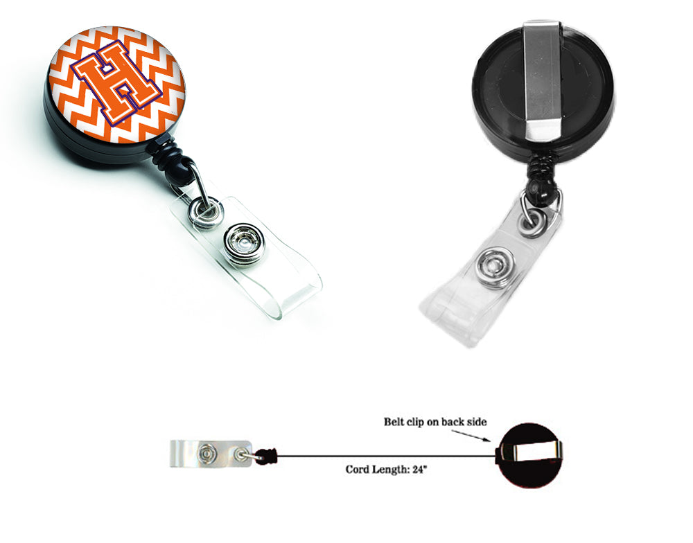 Letter H Chevron Orange and Regalia Retractable Badge Reel CJ1062-HBR.