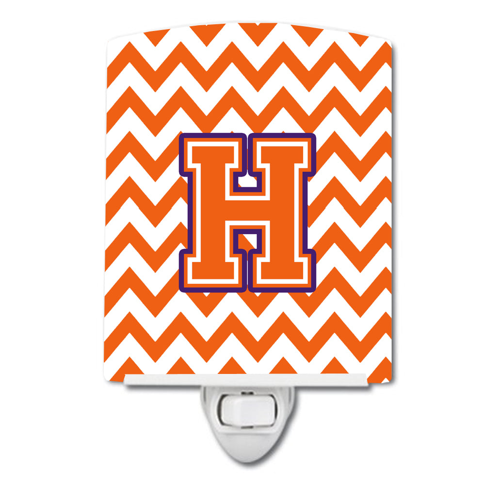 Letter H Chevron Orange and Regalia Ceramic Night Light CJ1062-HCNL - the-store.com