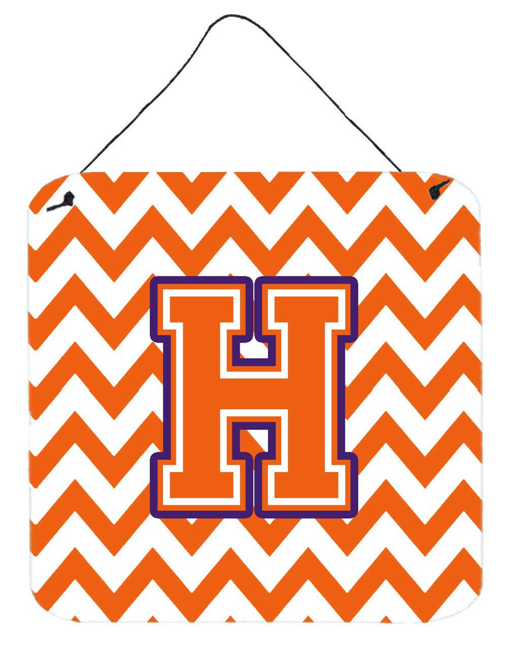 Letter H Chevron Orange and Regalia Wall or Door Hanging Prints CJ1062-HDS66 by Caroline's Treasures