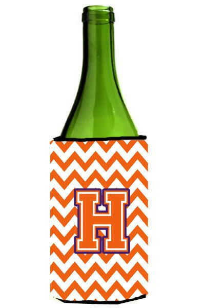 Letter H Chevron Orange and Regalia Wine Bottle Beverage Insulator Hugger CJ1062-HLITERK by Caroline&#39;s Treasures