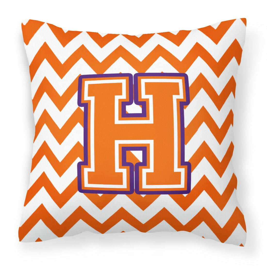 Letter H Chevron Orange and Regalia Fabric Decorative Pillow CJ1062-HPW1414 by Caroline's Treasures