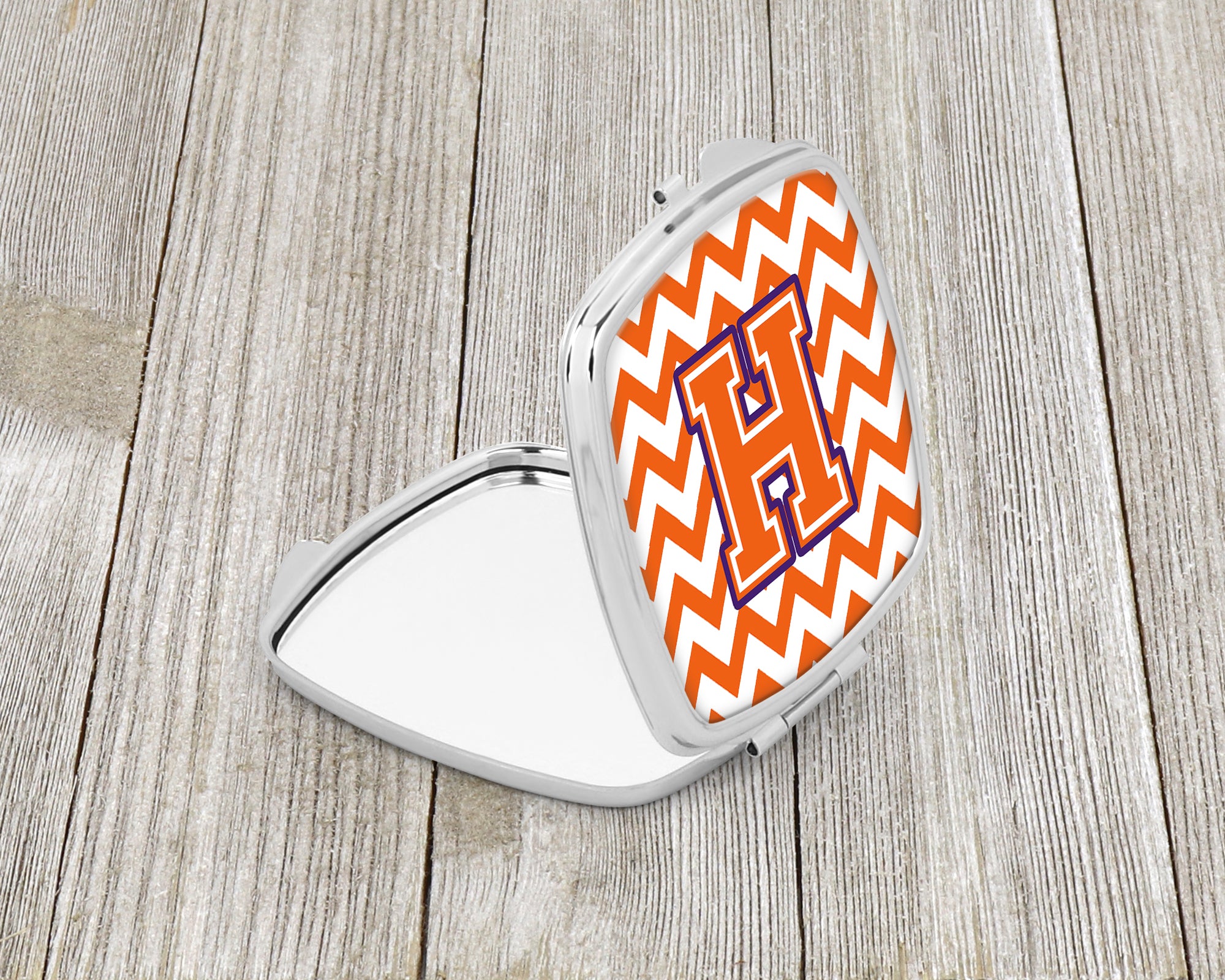 Letter H Chevron Orange and Regalia Compact Mirror CJ1062-HSCM  the-store.com.