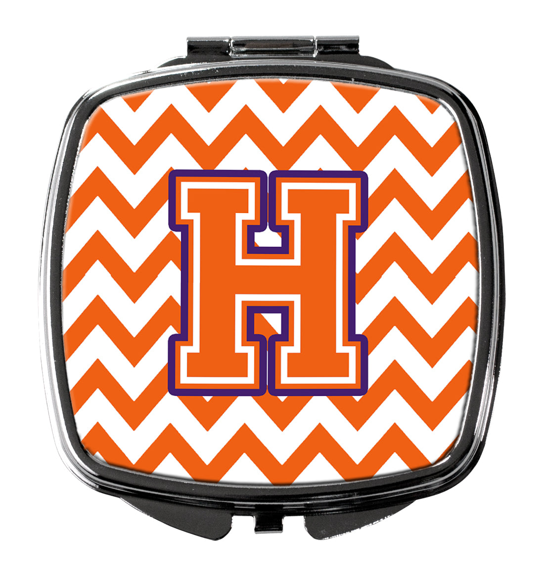 Letter H Chevron Orange and Regalia Compact Mirror CJ1062-HSCM  the-store.com.