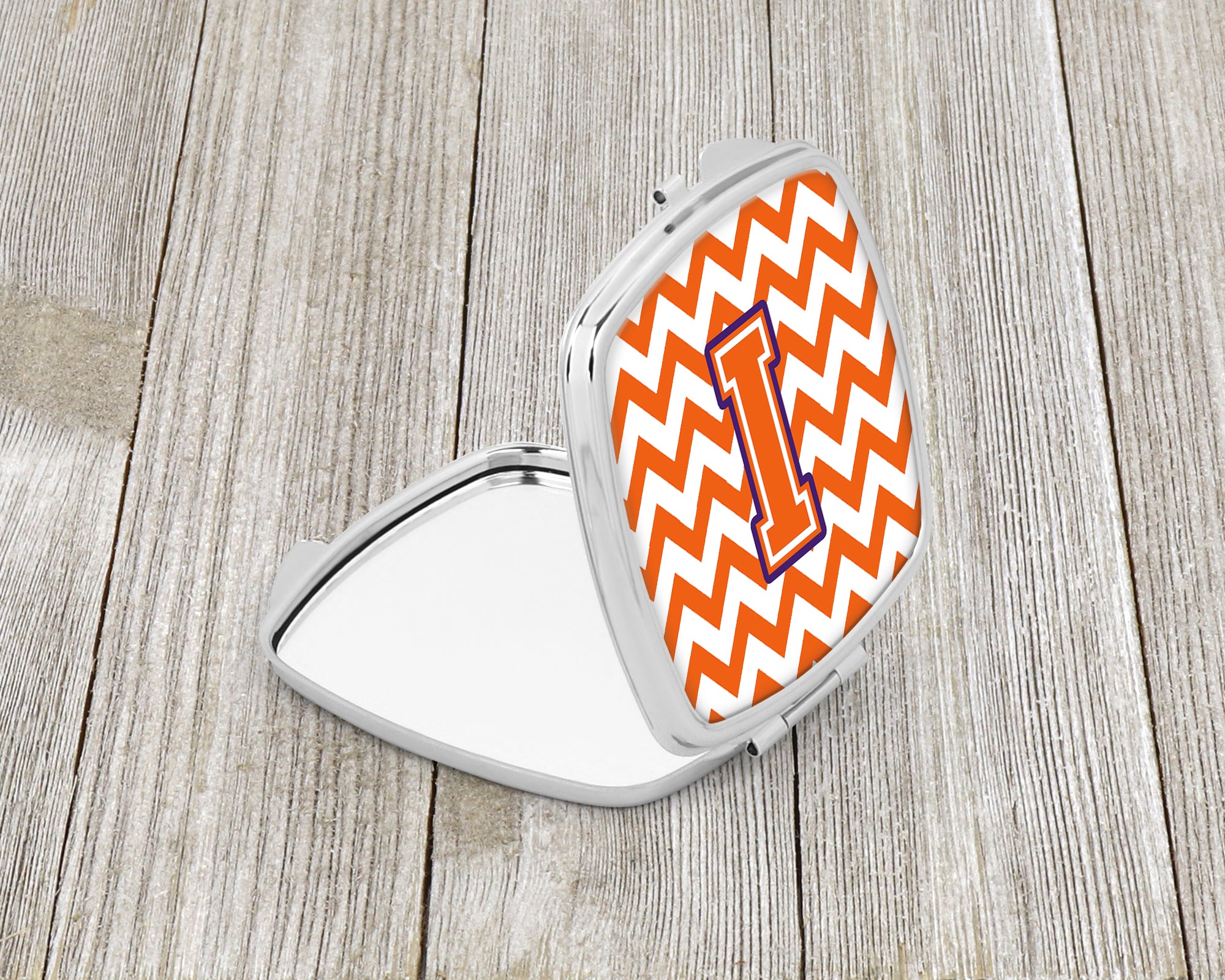 Letter I Chevron Orange and Regalia Compact Mirror CJ1062-ISCM  the-store.com.