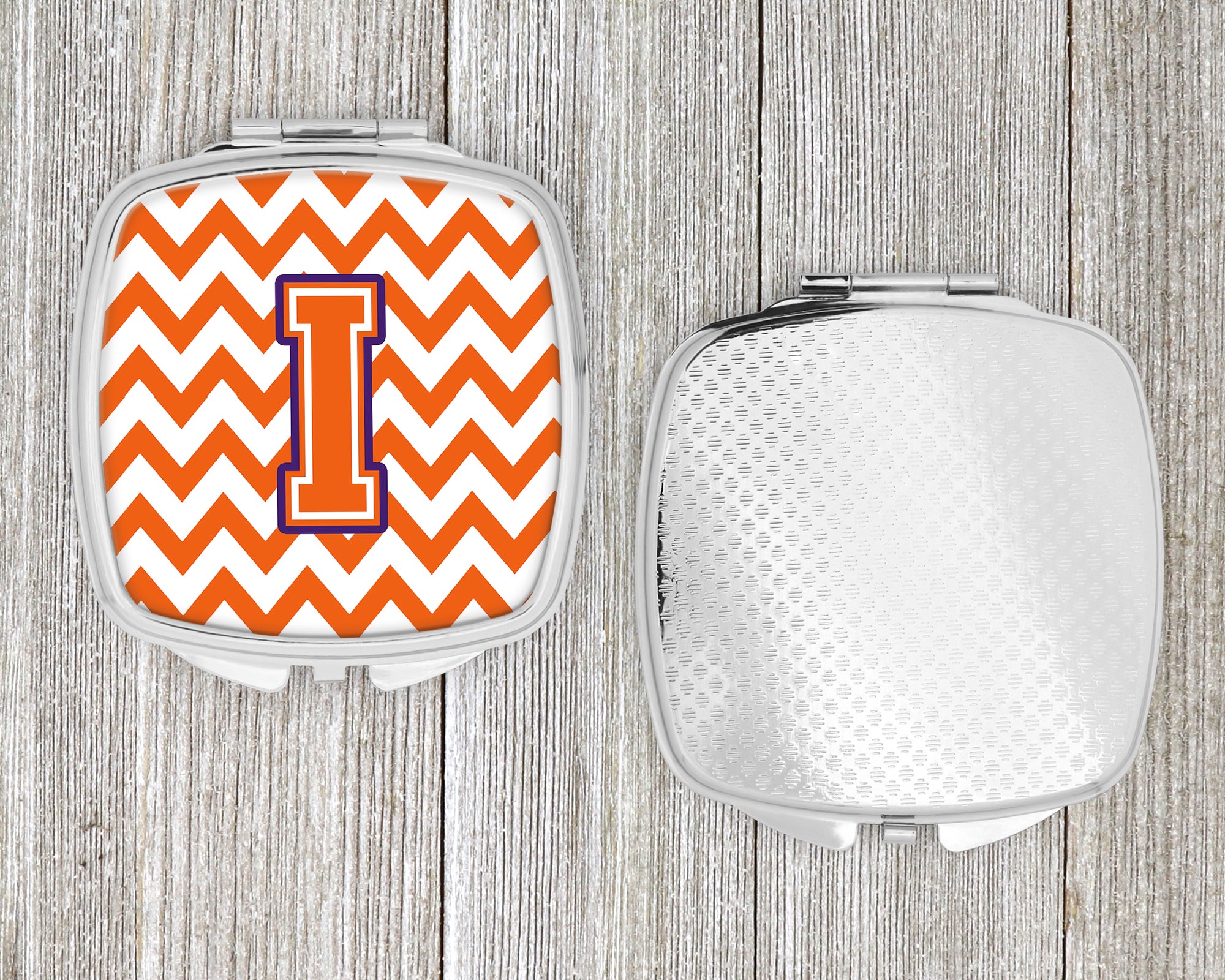 Letter I Chevron Orange and Regalia Compact Mirror CJ1062-ISCM  the-store.com.