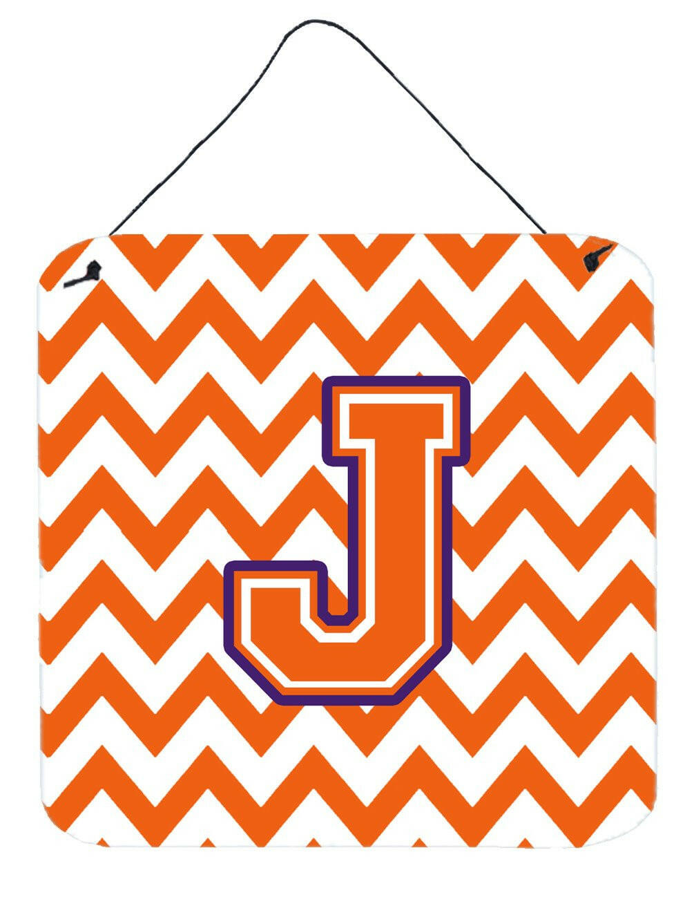 Letter J Chevron Orange and Regalia Wall or Door Hanging Prints CJ1062-JDS66 by Caroline's Treasures