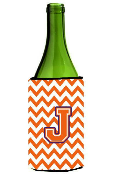 Letter J Chevron Orange and Regalia Wine Bottle Beverage Insulator Hugger CJ1062-JLITERK by Caroline's Treasures