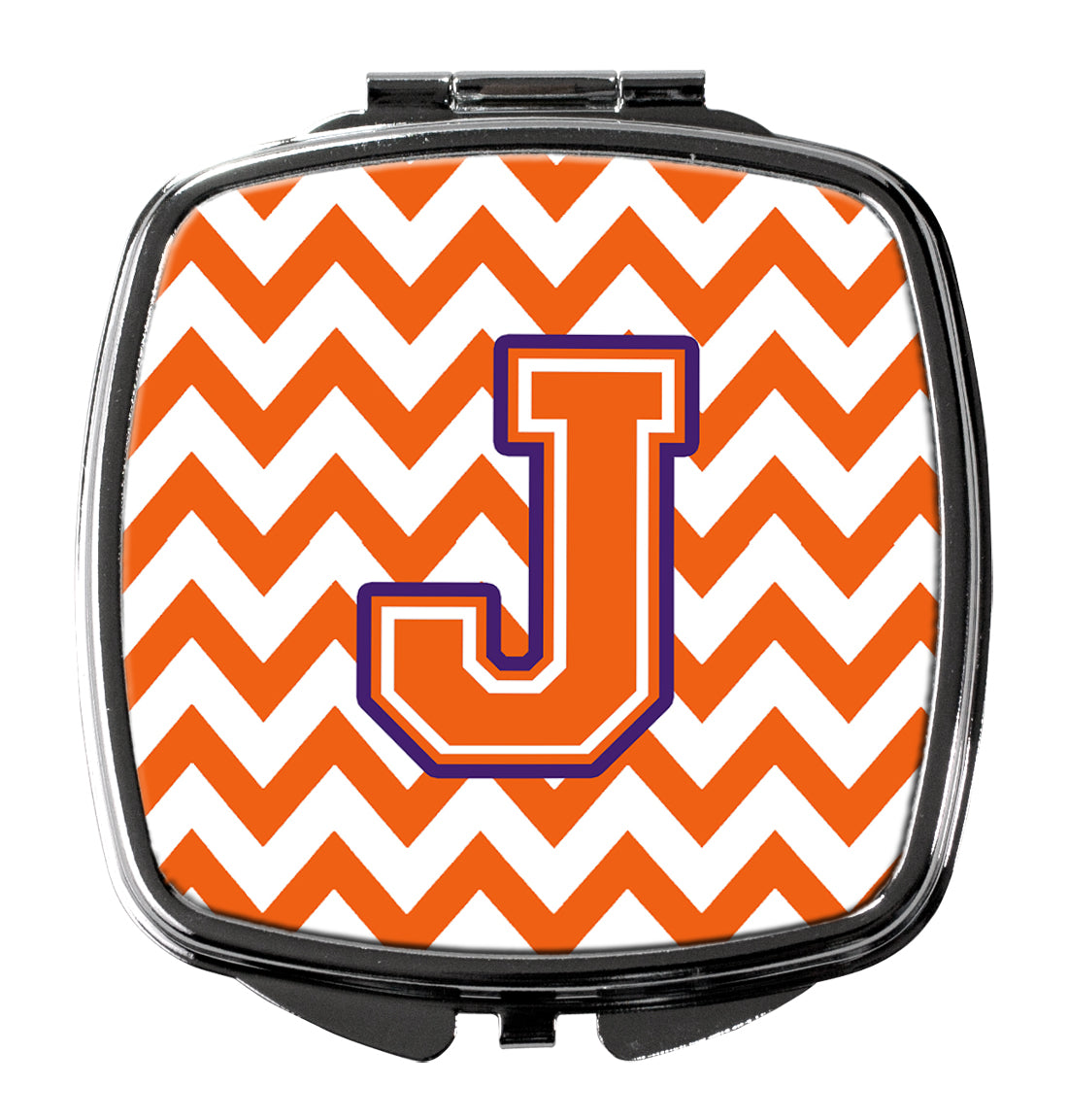 Letter J Chevron Orange and Regalia Compact Mirror CJ1062-JSCM  the-store.com.