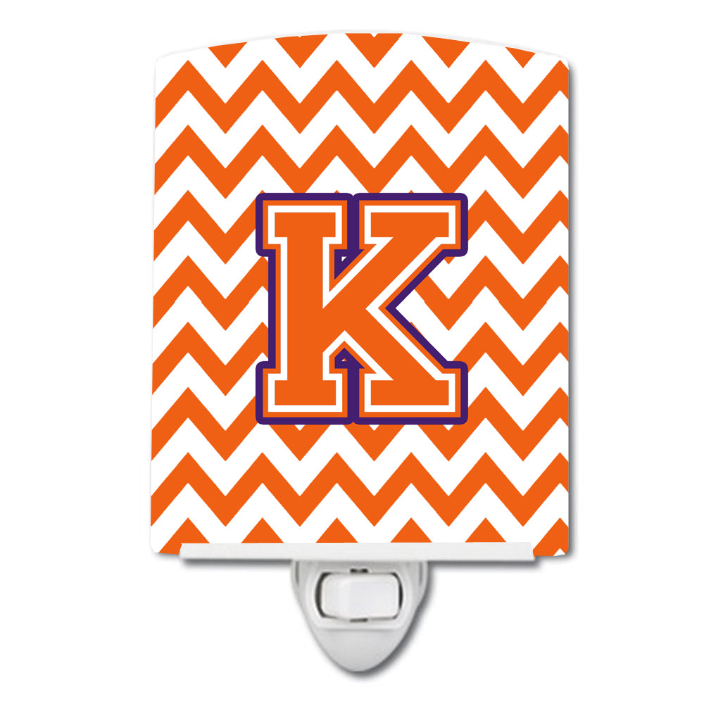 Letter K Chevron Orange and Regalia Ceramic Night Light CJ1062-KCNL - the-store.com