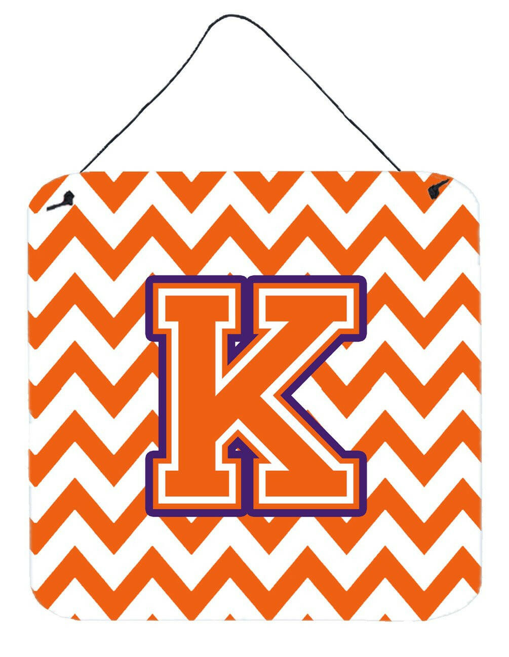 Letter K Chevron Orange and Regalia Wall or Door Hanging Prints CJ1062-KDS66 by Caroline&#39;s Treasures