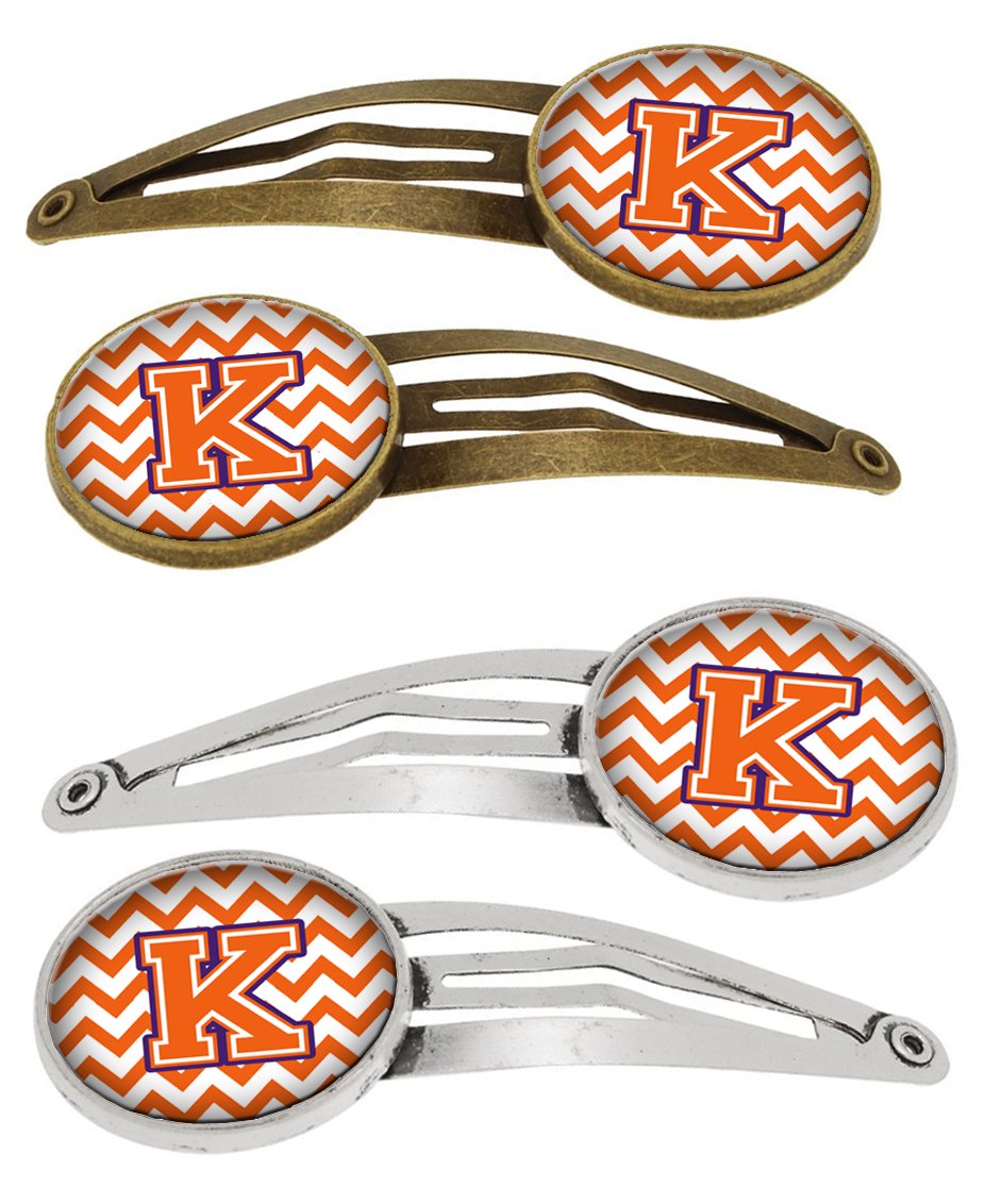 Letter K Chevron Orange and Regalia Set of 4 Barrettes Hair Clips CJ1062-KHCS4 by Caroline's Treasures