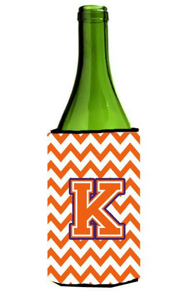 Letter K Chevron Orange and Regalia Wine Bottle Beverage Insulator Hugger CJ1062-KLITERK by Caroline's Treasures