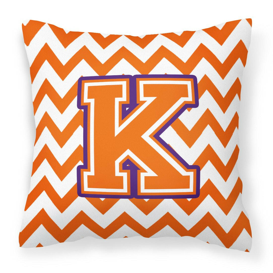 Letter K Chevron Orange and Regalia Fabric Decorative Pillow CJ1062-KPW1414 by Caroline's Treasures