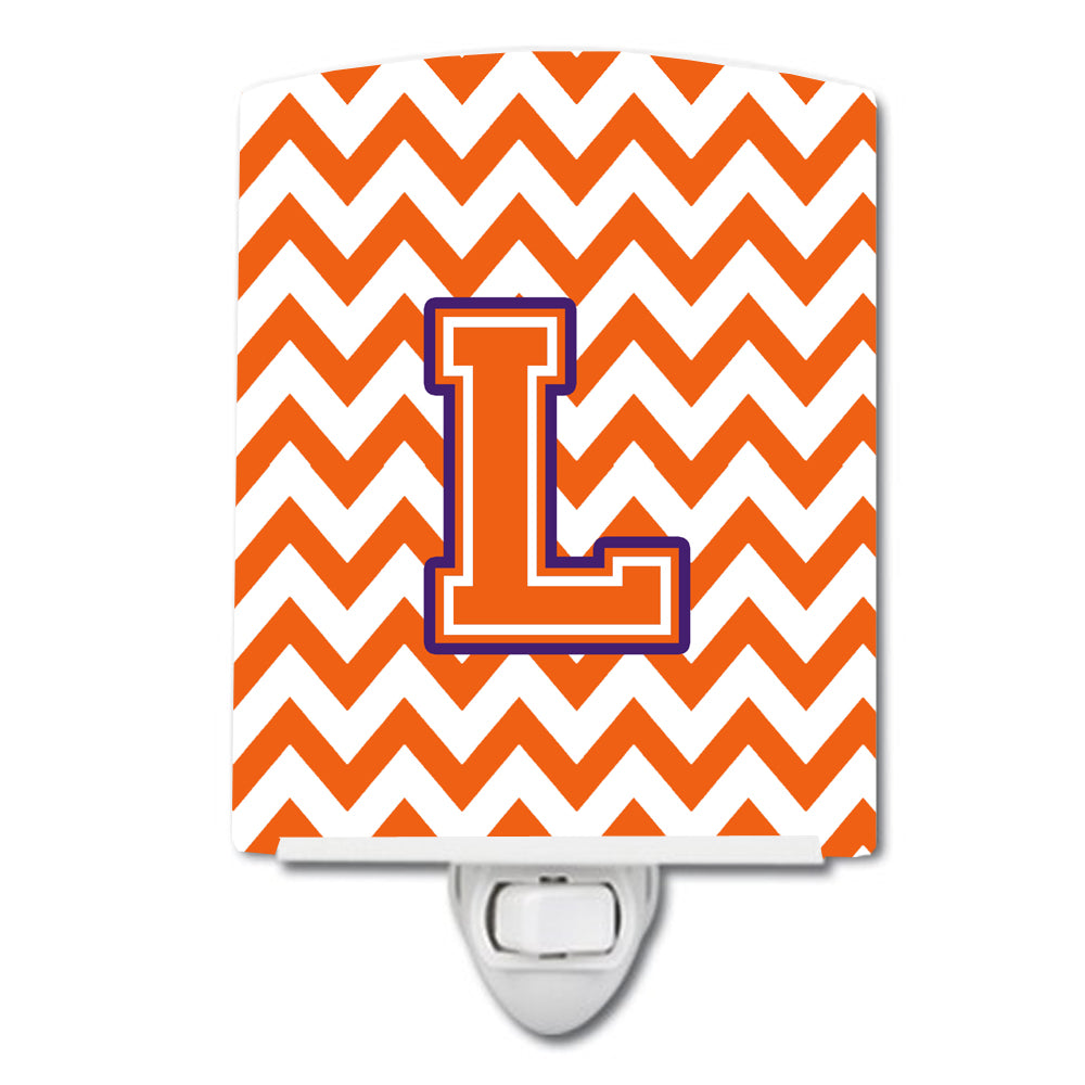 Letter L Chevron Orange and Regalia Ceramic Night Light CJ1062-LCNL - the-store.com