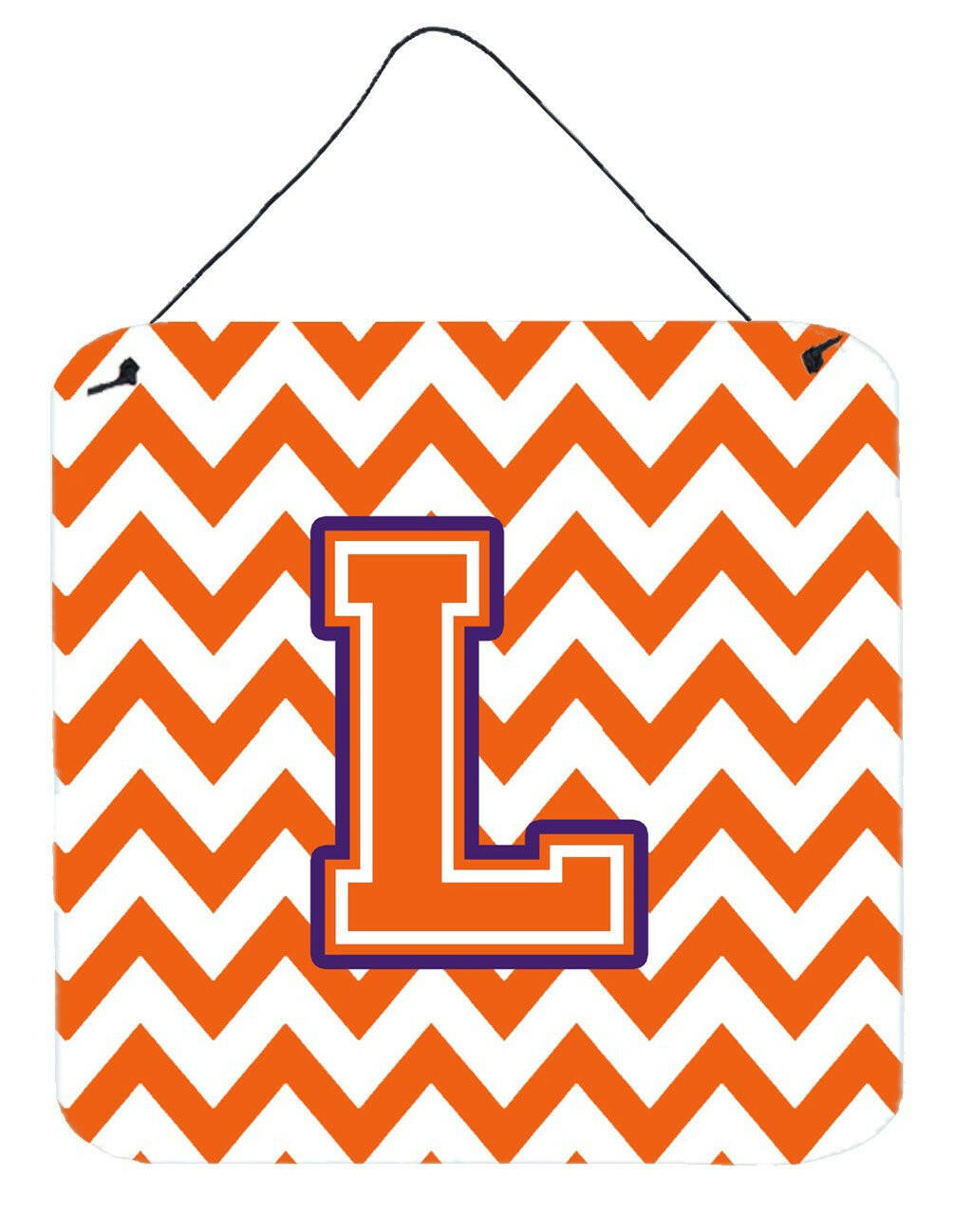 Letter L Chevron Orange and Regalia Wall or Door Hanging Prints CJ1062-LDS66 by Caroline's Treasures