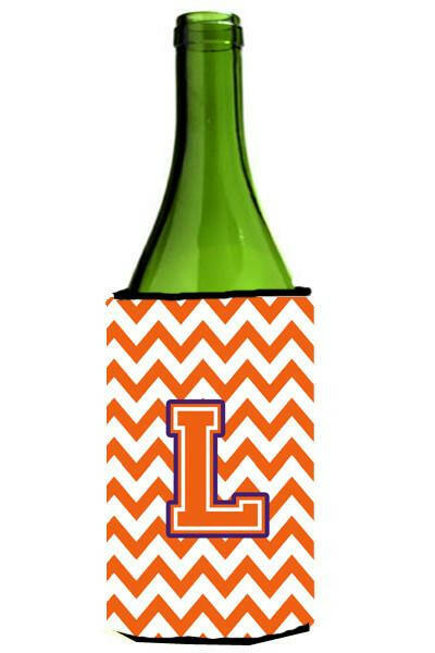 Letter L Chevron Orange and Regalia Wine Bottle Beverage Insulator Hugger CJ1062-LLITERK by Caroline&#39;s Treasures