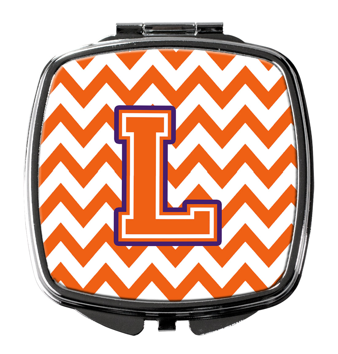 Letter L Chevron Orange and Regalia Compact Mirror CJ1062-LSCM  the-store.com.