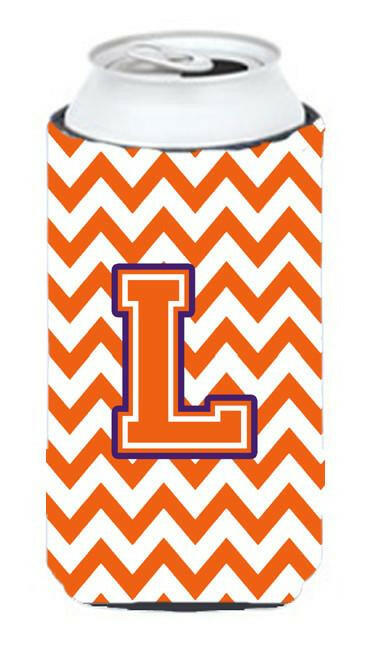 Letter L Chevron Orange and Regalia Tall Boy Beverage Insulator Hugger CJ1062-LTBC by Caroline&#39;s Treasures