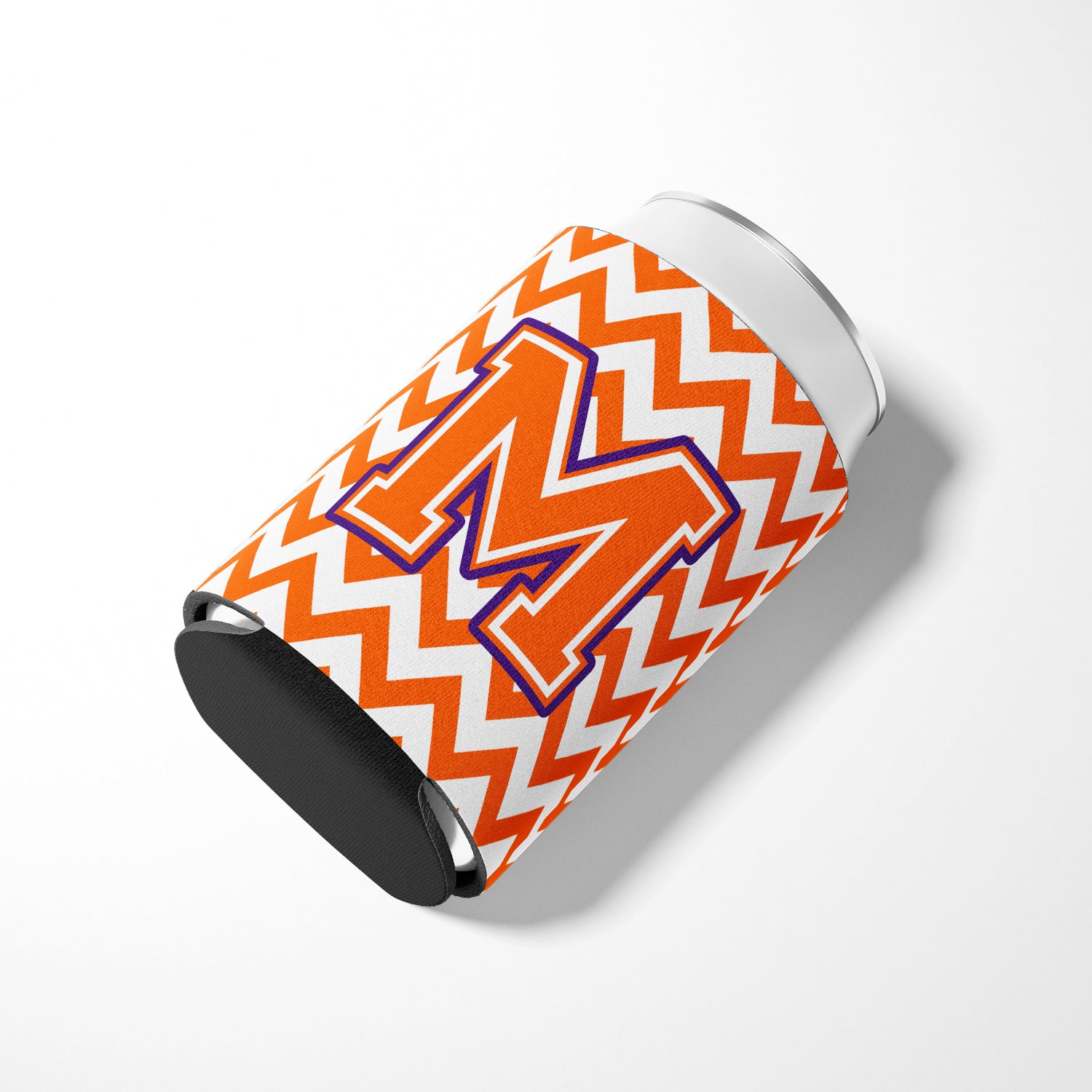 Letter M Chevron Orange and Regalia Can or Bottle Hugger CJ1062-MCC.