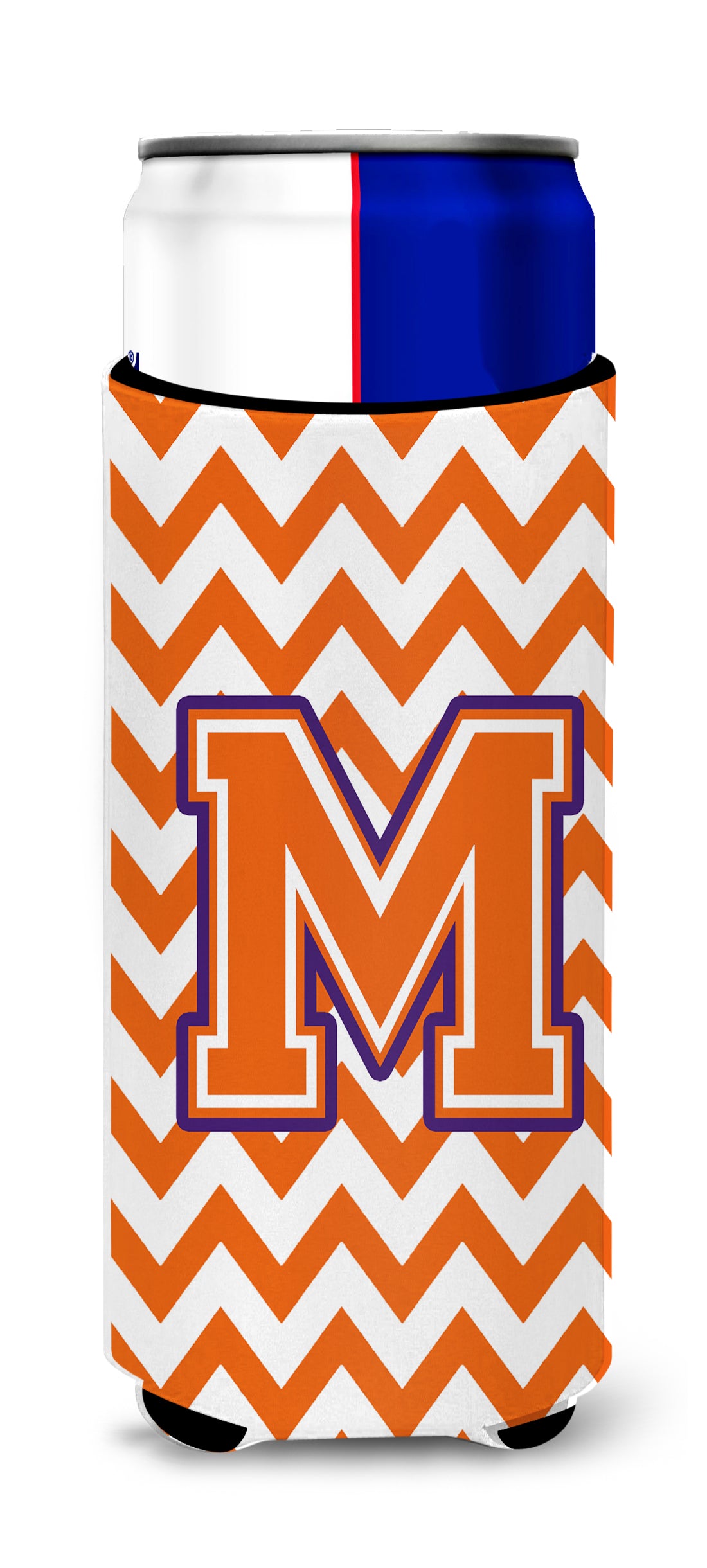 Letter M Chevron Orange and Regalia Ultra Beverage Insulators for slim cans CJ1062-MMUK.