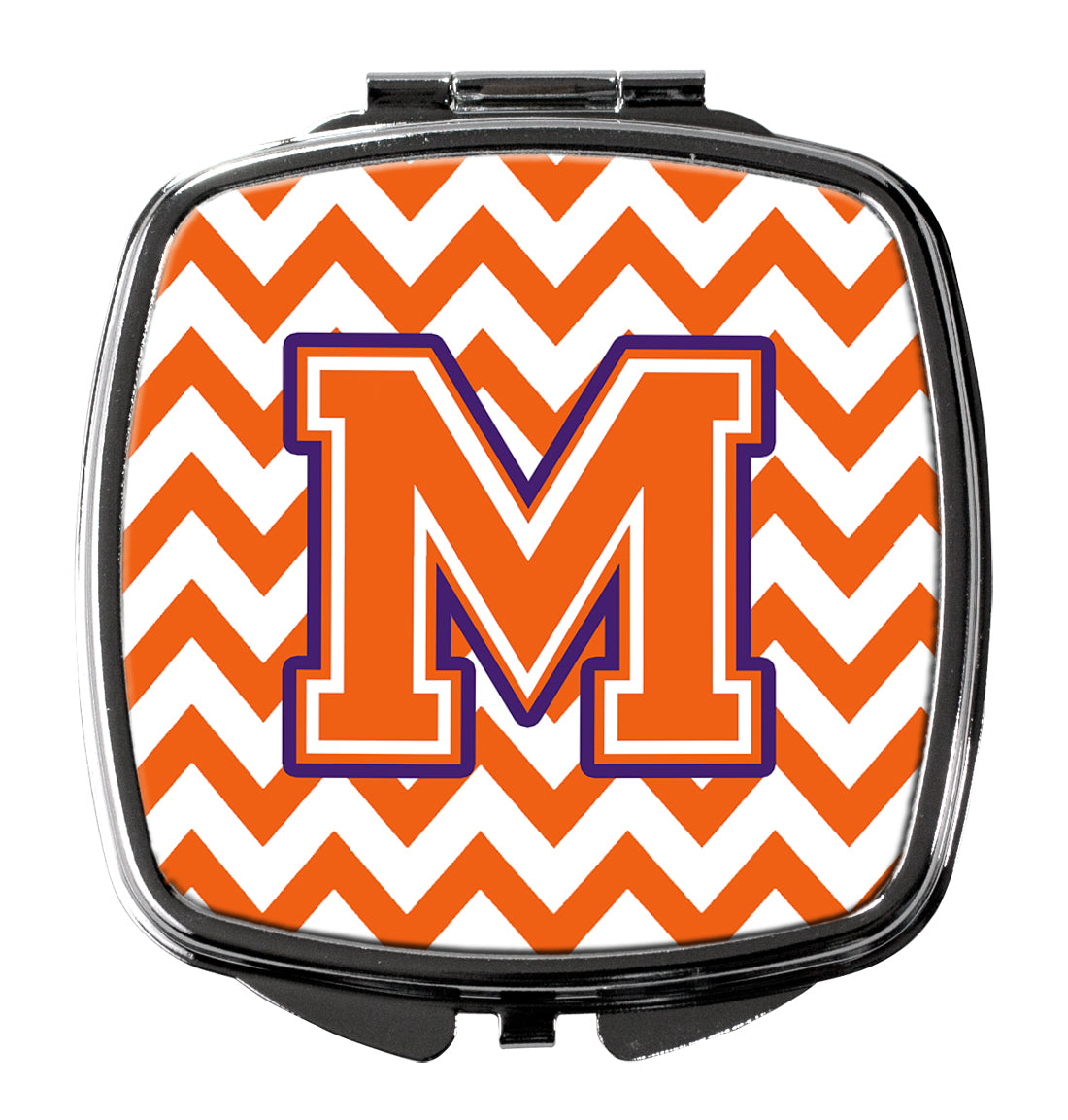 Letter M Chevron Orange and Regalia Compact Mirror CJ1062-MSCM  the-store.com.