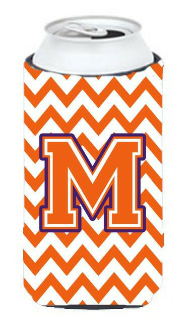 Letter M Chevron Orange and Regalia Tall Boy Beverage Insulator Hugger CJ1062-MTBC by Caroline's Treasures