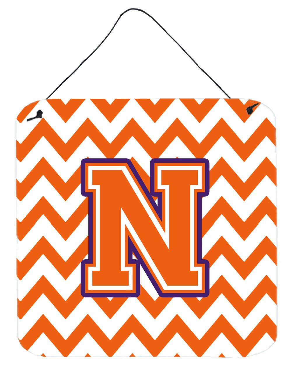 Letter N Chevron Orange and Regalia Wall or Door Hanging Prints CJ1062-NDS66 by Caroline's Treasures