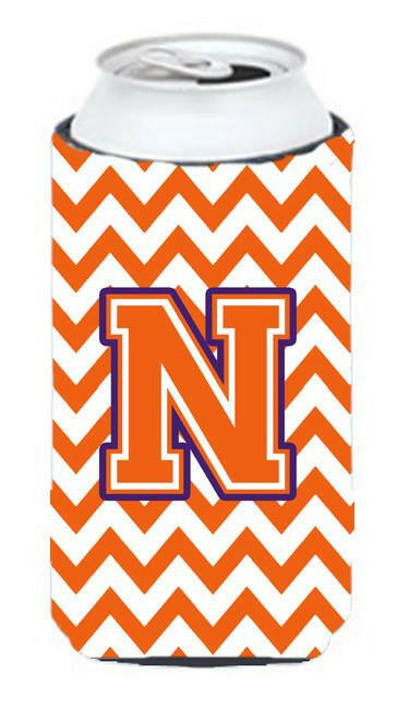 Letter N Chevron Orange and Regalia Tall Boy Beverage Insulator Hugger CJ1062-NTBC by Caroline's Treasures