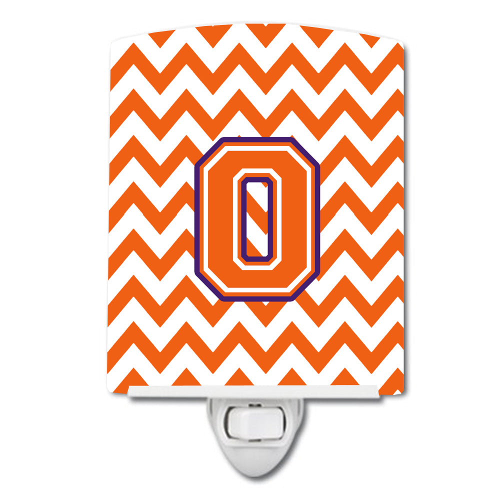 Letter O Chevron Orange and Regalia Ceramic Night Light CJ1062-OCNL - the-store.com