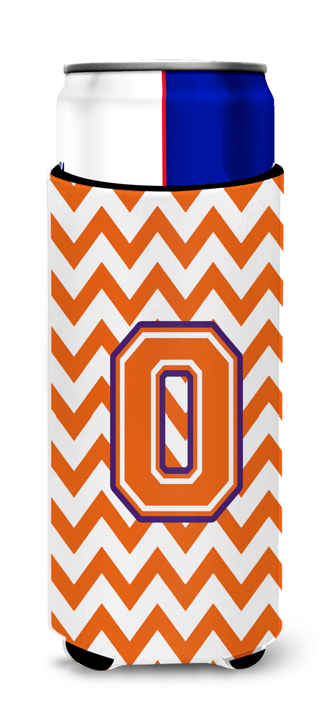 Letter O Chevron Orange and Regalia Ultra Beverage Insulators for slim cans CJ1062-OMUK.