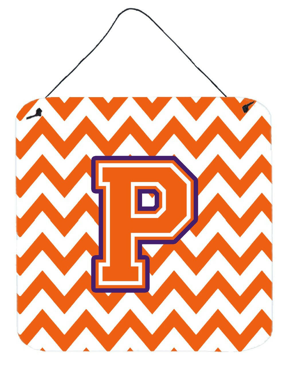 Letter P Chevron Orange and Regalia Wall or Door Hanging Prints CJ1062-PDS66 by Caroline's Treasures