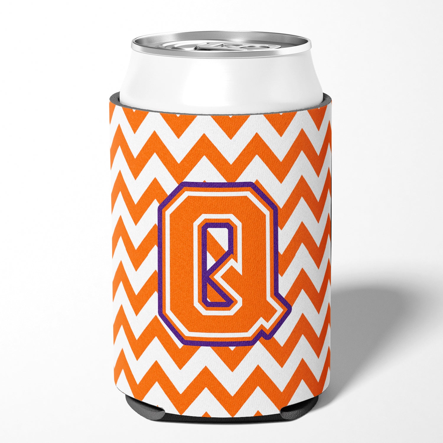 Letter Q Chevron Orange and Regalia Can or Bottle Hugger CJ1062-QCC.