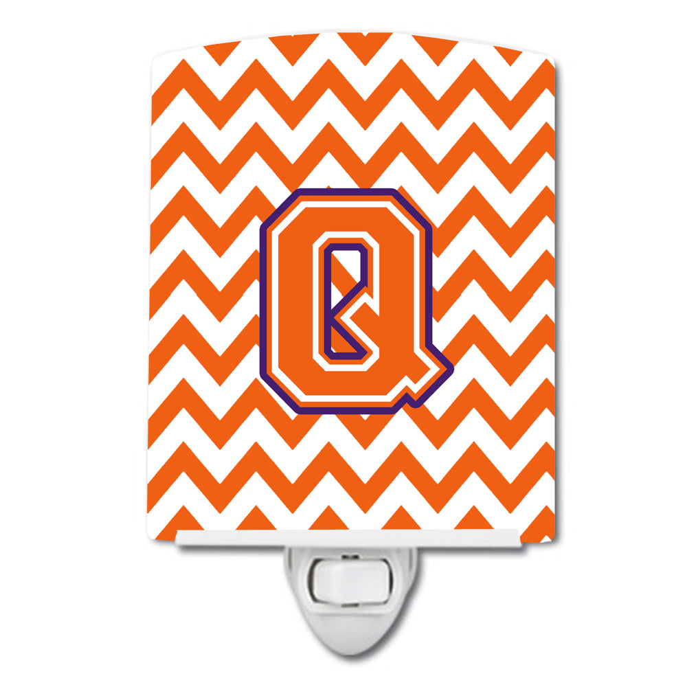 Letter Q Chevron Orange and Regalia Ceramic Night Light CJ1062-QCNL - the-store.com