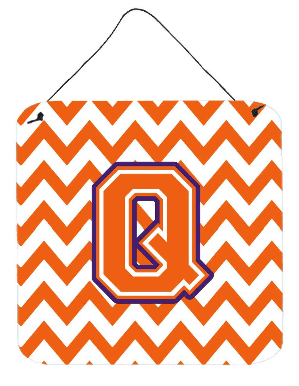 Letter Q Chevron Orange and Regalia Wall or Door Hanging Prints CJ1062-QDS66 by Caroline's Treasures