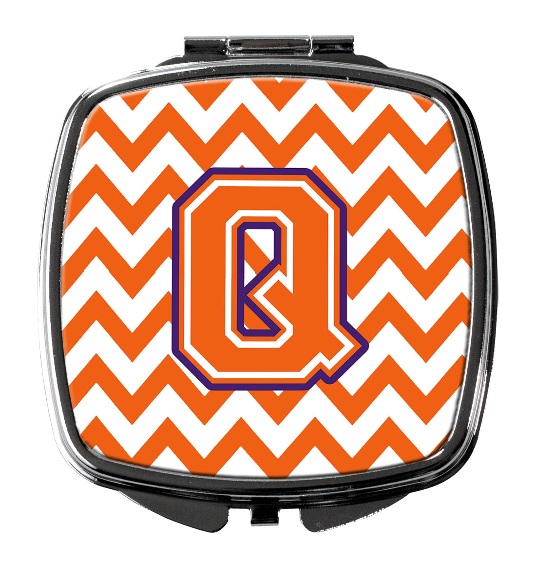 Letter Q Chevron Orange and Regalia Compact Mirror CJ1062-QSCM  the-store.com.