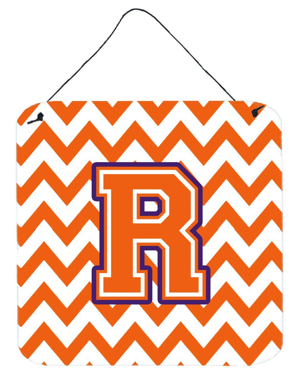 Letter R Chevron Orange and Regalia Wall or Door Hanging Prints CJ1062-RDS66 by Caroline's Treasures