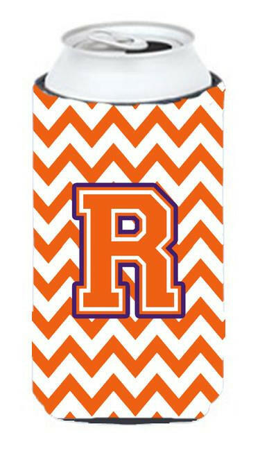 Letter R Chevron Orange and Regalia Tall Boy Beverage Insulator Hugger CJ1062-RTBC by Caroline's Treasures