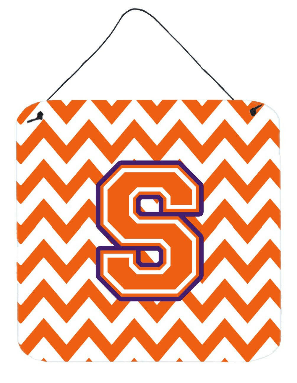 Letter S Chevron Orange and Regalia Wall or Door Hanging Prints CJ1062-SDS66 by Caroline's Treasures