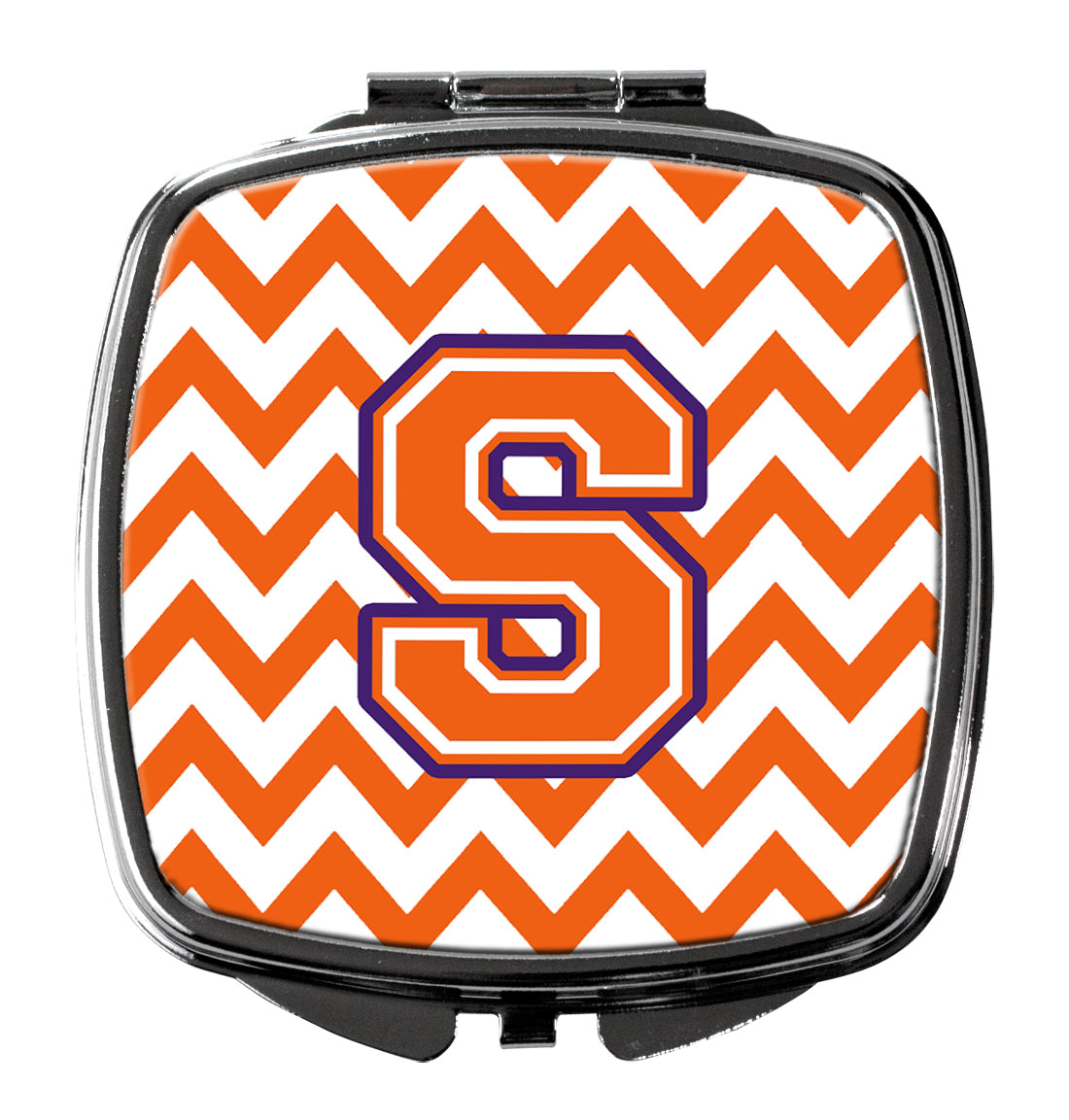 Letter S Chevron Orange and Regalia Compact Mirror CJ1062-SSCM  the-store.com.