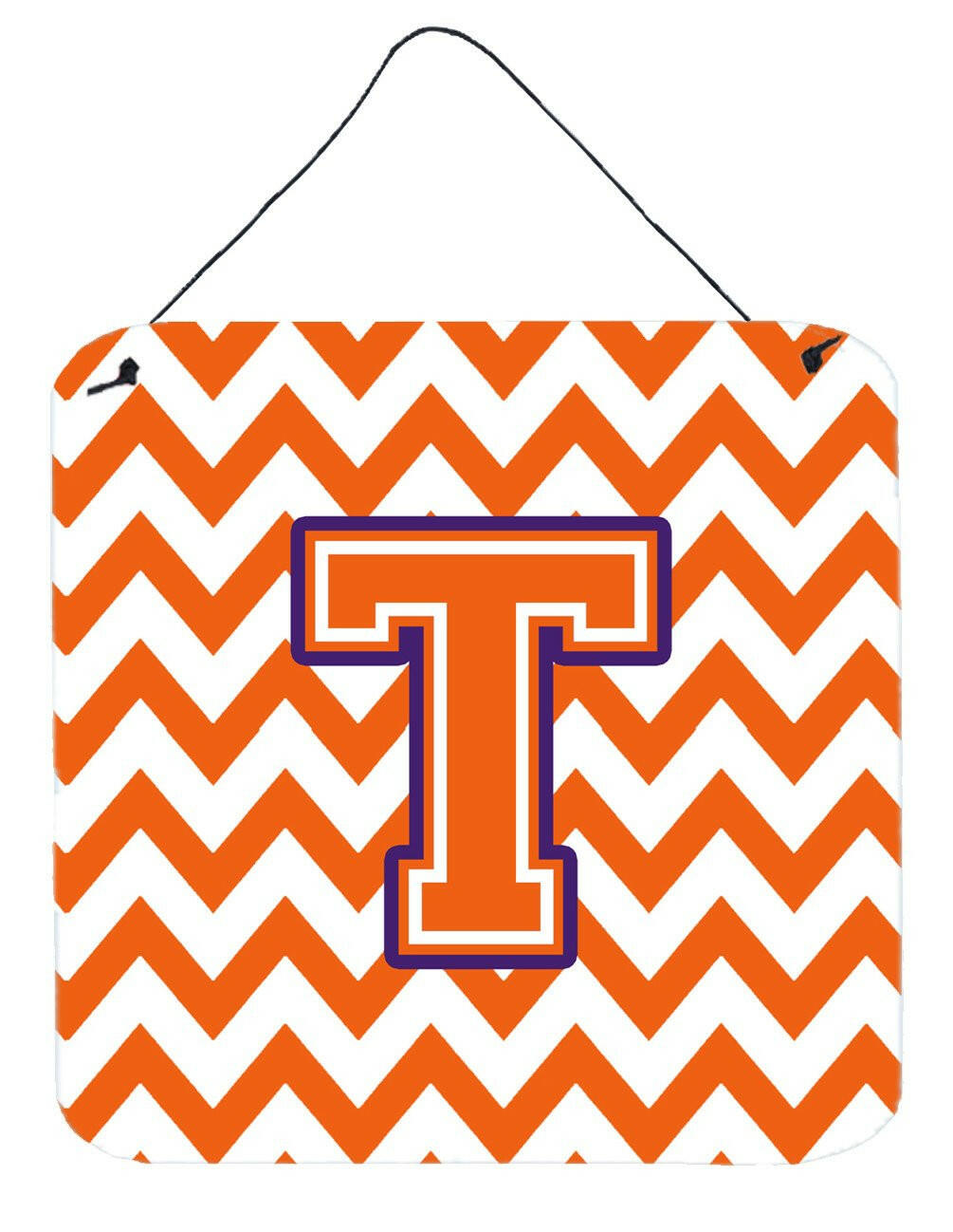 Letter T Chevron Orange and Regalia Wall or Door Hanging Prints CJ1062-TDS66 by Caroline's Treasures