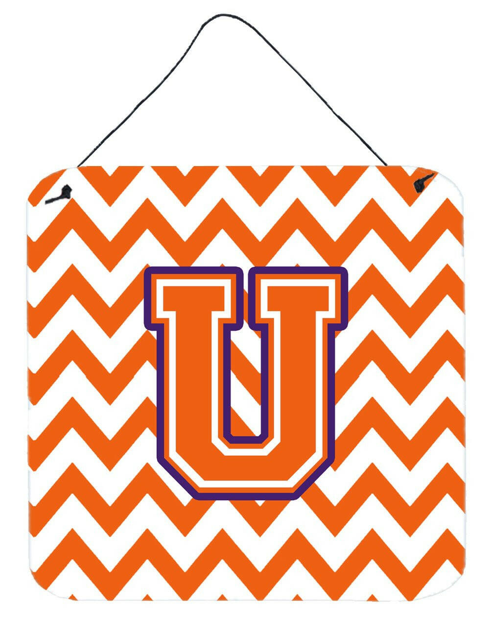 Letter U Chevron Orange and Regalia Wall or Door Hanging Prints CJ1062-UDS66 by Caroline's Treasures