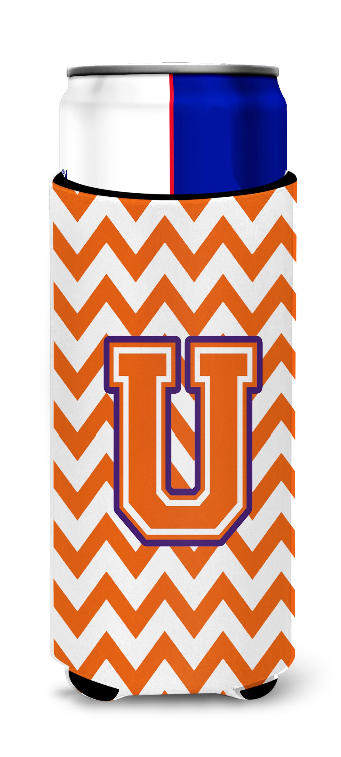 Letter U Chevron Orange and Regalia Ultra Beverage Insulators for slim cans CJ1062-UMUK.