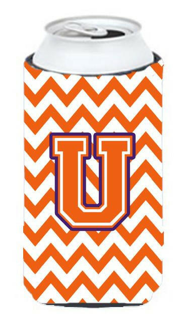 Letter U Chevron Orange and Regalia Tall Boy Beverage Insulator Hugger CJ1062-UTBC by Caroline's Treasures