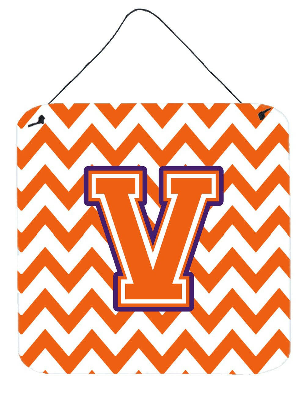 Letter V Chevron Orange and Regalia Wall or Door Hanging Prints CJ1062-VDS66 by Caroline's Treasures