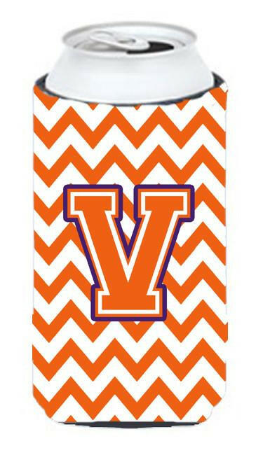 Letter V Chevron Orange and Regalia Tall Boy Beverage Insulator Hugger CJ1062-VTBC by Caroline's Treasures