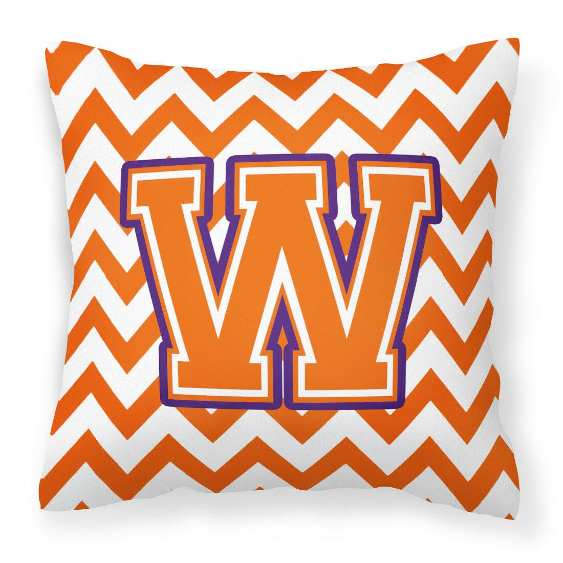 Letter W Chevron Orange and Regalia Fabric Decorative Pillow CJ1062-WPW1414 by Caroline's Treasures