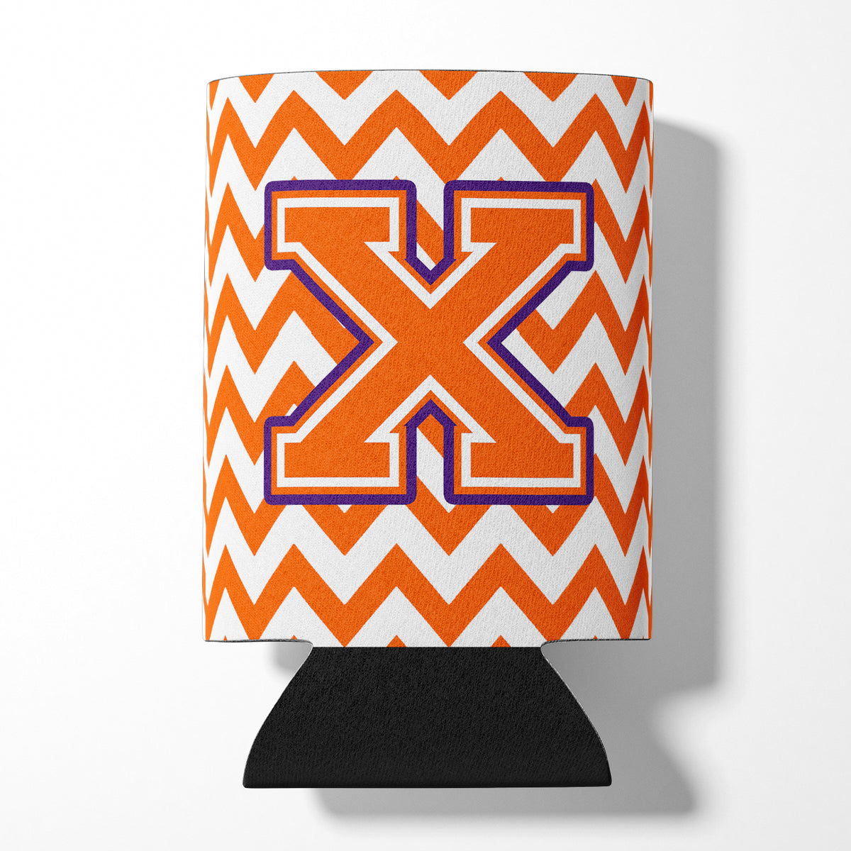 Letter X Chevron Orange and Regalia Can or Bottle Hugger CJ1062-XCC.