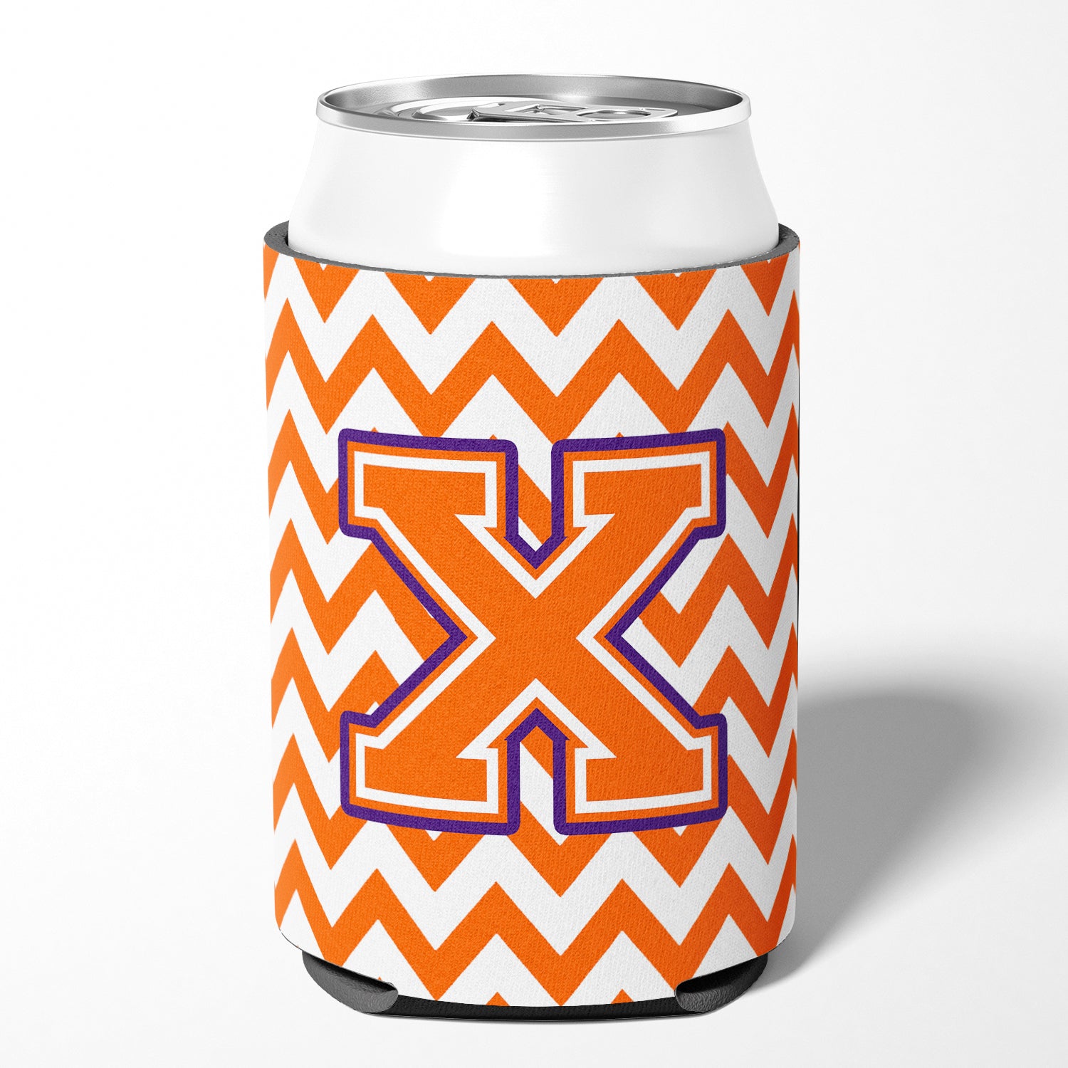 Letter X Chevron Orange and Regalia Can or Bottle Hugger CJ1062-XCC.